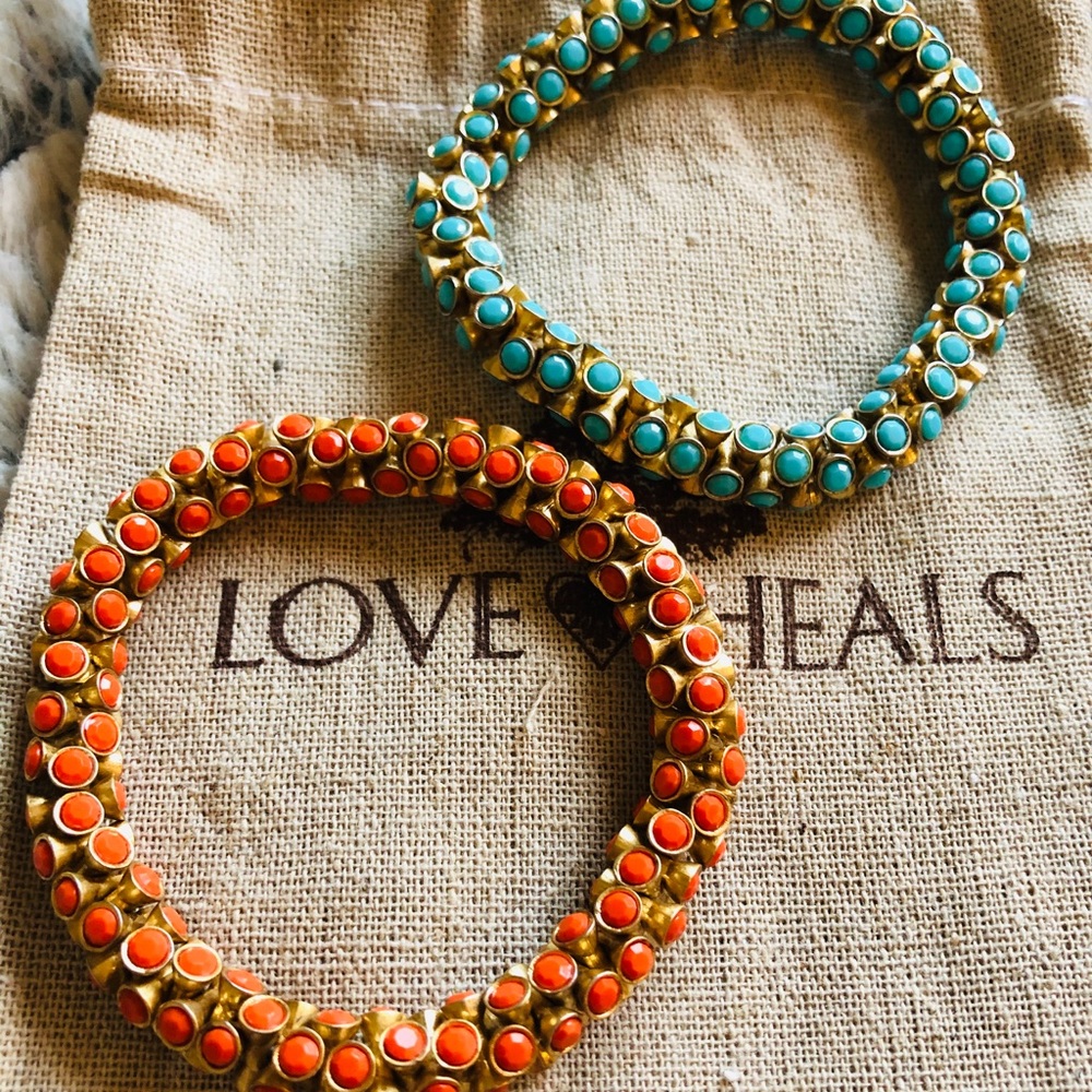 Turquoise and Orange Gold bracelets